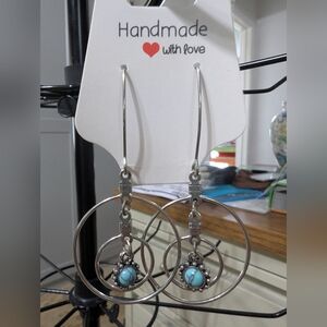 Bohemian Silver and Turquoise Dangle Earrings